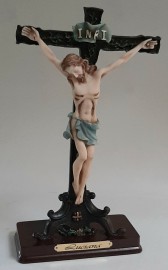 Standing Crucifix Dolci Wooden Base 8"H/The Luciana Collection