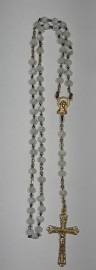 Rosary 14K Gold Cross and White beans 22" on SALE!