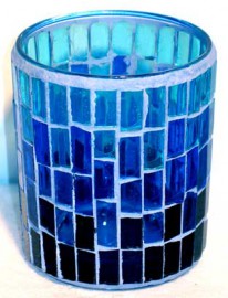 Blue Mosaic Votive Candle Holder