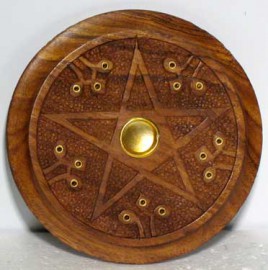 Wood Pentacle Incense Burner