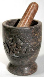 Soapstone Pentagram Mortar and Pestle Set